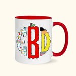 Gepersonaliseerde Doodle Apple Pencil Monogram 11oz Keramische koffiemok met naam Teacher's Day Waardering Back To School Gift voor leerkracht