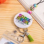 Personalisierte Glitter Acryl Perlen Quaste einziehbare Lanyard mit Namen zurück zu Schule Wertschätzung Graduierung Geschenk für Lehrer Administrator