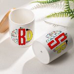 Personalized Doodle Apple Pencil Monogram Design Planter Pot with Name and Bamboo Tray Teacher's Day Appreciation Gift for Teacher