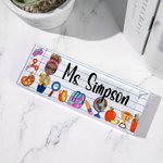 Personalized Funny Cartoon Character Pencil Apple Acrylic Desk Name Plate Appreciation Back to School Gift for Teacher Colleague Friend