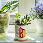 Personalized Doodle Apple Pencil Monogram Design Planter Pot with Name and Bamboo Tray Teacher's Day Appreciation Gift for Teacher