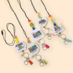 Personalisierte Glitter Acryl Perlen Quaste einziehbare Lanyard mit Namen zurück zu Schule Wertschätzung Graduierung Geschenk für Lehrer Administrator