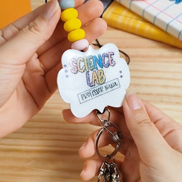Personalisierte Glitter Acryl Perlen Quaste einziehbare Lanyard mit Namen zurück zu Schule Wertschätzung Graduierung Geschenk für Lehrer Administrator