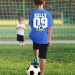 Personalised Multicolour Football Basketball 100% Cotton Unisex Kid Adult T-Shirt with Name and Number Birthday Sport Accessories Gift for Sport Lovers