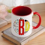 Gepersonaliseerde Doodle Apple Pencil Monogram 11oz Keramische koffiemok met naam Teacher's Day Waardering Back To School Gift voor leerkracht
