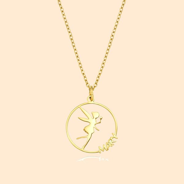 Personalizado Dainty Hada Minimalista Nombre Collar Cumpleaños Ánimo Regalo para Peter Pan Lover Chica Mujeres