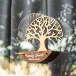 Mangeoire à oiseaux ronde en bois amovible et imperméable personnalisée avec nom, année et texte Cadeau commémoratif de sympathie pour la perte d'un être cher