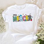 Personalised Cute Pencil Apple Ruler Doodle Design 100% Cotton T-shirt with Text Teacher's Day Back To School Gift for Teacher