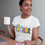 Personalised Cute Pencil Apple Ruler Doodle Design 100% Cotton T-shirt with Text Teacher's Day Back To School Gift for Teacher