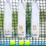Personalised Colourful Pickleball Design Super Absorbent 100% Cotton Waffle Sport Towel with Name and Hanging Clip Gift for Pickleball Lovers