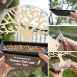 Mangeoire à oiseaux ronde en bois amovible et imperméable personnalisée avec nom, année et texte Cadeau commémoratif de sympathie pour la perte d'un être cher