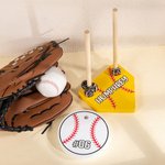 Personalizzato Baseball Football Championship Stacked Detachable Wood Ring Holder con nome inciso Numero Regalo di compleanno per gli amanti dello spo