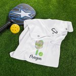 Personalised Colourful Pickleball Design Super Absorbent 100% Cotton Waffle Sport Towel with Name and Hanging Clip Gift for Pickleball Lovers