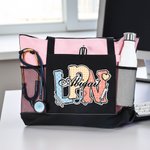Personalised Multi-colour Medical Elements Large Tote Bag with Name and Title Birthday Back to School Gift for Nurse Doctor