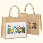 Personalised Cute Pencil Apple Large Jute Tote Bag with Text Teacher's Day Back to School Gift for Teacher
