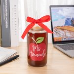 Gepersonaliseerde Leraar Apple 16oz glazen beker met bamboe deksel rietje en lint terug naar school Waardering Gift voor leraar