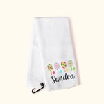 Personalised Colourful Pickleball Design Super Absorbent 100% Cotton Waffle Sport Towel with Name and Hanging Clip Gift for Pickleball Lovers