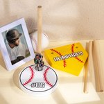 Personalizzato Baseball Football Championship Stacked Detachable Wood Ring Holder con nome inciso Numero Regalo di compleanno per gli amanti dello spo