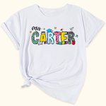 Personalised Cute Pencil Apple Ruler Doodle Design 100% Cotton T-shirt with Text Teacher's Day Back To School Gift for Teacher
