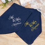 Mantel Bordado Personalizado Señor y Señora con Nombre Decoración de Mesa Regalo de Boda para Novio Novia
