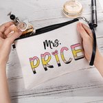 Personalised Colourful Pencil-inspired Fun Letter Linen Wristlet Makeup Bag with Name Back to School Appreciation Gift for Teacher