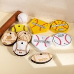 Personalizzato Baseball Football Championship Stacked Detachable Wood Ring Holder con nome inciso Numero Regalo di compleanno per gli amanti dello spo