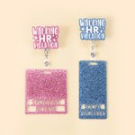 Personalized Walking HR Violation Glitter Retractable ID Badge Buddy Reel with Text Thank You Nurse Week Gift for Nurse Doctor Medical Staff
