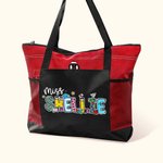 Sac à Main Zippé Canvas Personnalisé avec Nom Motif Crayon Cahier Pomme Lettre Florale Cadeau Remerciement Rentrée Scolaire pour Femmes