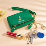 Personalizada de nacimiento de cuero de flores de múltiples bolsillos nombre de la cartera de embrague con llavero regalo de cumpleaños para las mujer