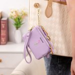 Personalizada de nacimiento de cuero de flores de múltiples bolsillos nombre de la cartera de embrague con llavero regalo de cumpleaños para las mujer