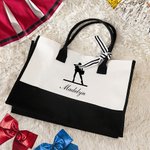 Bolsa de lona de gran capacidad con nombre y forro impermeable personalizada con silueta de animadora Regalo de cumpleaños de animadora para mujer Niña
