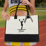 Bolsa de lona de gran capacidad con nombre y forro impermeable personalizada con silueta de animadora Regalo de cumpleaños de animadora para mujer Niña