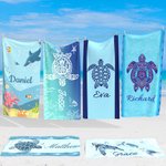 Personalized Underwater World Oversized Quick Dry Turtle Beach Towel with Name Summer Travel Essential Gift for Friend Family