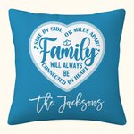 Personalised Family Will Always Be Connected By Heart Multicolour Throw Pillow Cover with Name Birthday Housewarming Farewell Gift for Family