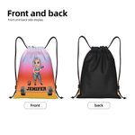 Mochila de cordón con nombre personalizada de dibujos animados con diseño de chica en forma Resistente al agua Gimnasio Entrenamiento Cumpleaños Regal