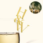 Personalised Initials Drink Topper Acrylic Mirror Tags Anniversary Wedding Party Favor Gift for Couple 1