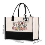 Personalisierte Boho-Stil Frühling Wildblumen Tragetasche aus Segeltuch Große Kapazität  Wertschätzung Geschenk zum Ende des Schuljahres für Lehrerin
