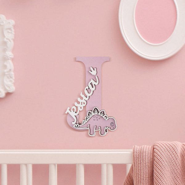 Plaque de Porte de Chambre d'Enfant en Bois Personnalisée avec Nom et Initiale Cadeau Anniversaire pour Enfants