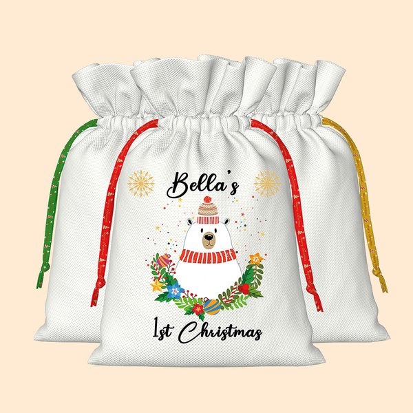 Personalized First Christmas Bag Gift Wrapping for Kids