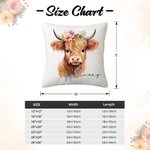 Personalisierte florale Hochlandkuh Wurfkissen Abdeckung mit Namen Home Dekoration Housewarming Geburtstag Geschenk für Hochlandkuh-Liebhaber