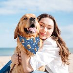 Personalised Multicolour Paw Print Bone Adjustable Pet Bandana with Photo and Name Birthday Party Costume Gift for Pet Lovers