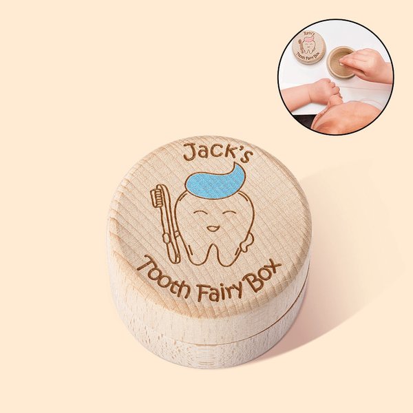 Personalised Wooden Tooth Fairy Teeth Box with Engraved Name First Tooth Keepsake New Baby Gift for Boy Girl