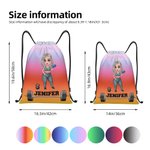 Mochila de cordón con nombre personalizada de dibujos animados con diseño de chica en forma Resistente al agua Gimnasio Entrenamiento Cumpleaños Regal