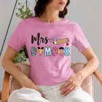 Personalised Happy First Day of School 100% Cotton Name T-shirt with Cute Pencil Apple Design Teacher's Day Back To School Gift for Teacher
