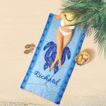 Personalized Underwater World Oversized Quick Dry Turtle Beach Towel with Name Summer Travel Essential Gift for Friend Family