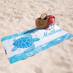 Personalized Underwater World Oversized Quick Dry Turtle Beach Towel with Name Summer Travel Essential Gift for Friend Family