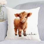 Personalisierte florale Hochlandkuh Wurfkissen Abdeckung mit Namen Home Dekoration Housewarming Geburtstag Geschenk für Hochlandkuh-Liebhaber