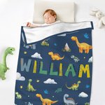 Coperta personalizzata a tema dinosauri con nome, regalo di compleanno, baby shower e ritorno a scuola per bambini.