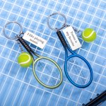 Mini portachiavi personalizzato per racchetta e pallina da tennis con testo inciso Regalo di compleanno e gioco per gli amanti del tennis