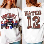 Personalised Cartoon Football Sport Girl Leopard Letters T-shirt Sweatshirt with Number and Name Game Day Costume Birthday Gift for Football Mom